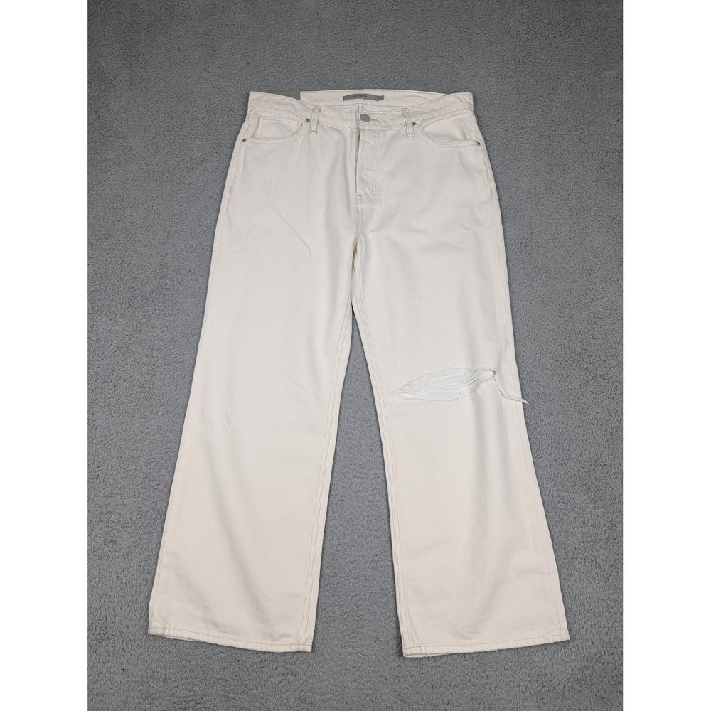Hudson Rosie Jeans Womens‎ 31 Ecru Vintage High-Rise Wide Leg Ankle Distressed